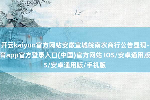 开云kaiyun官方网站安徽宣城皖南农商行公告显现-kai云体育app官方登录入口(中国)官方网站 IOS/安卓通用版/手机版